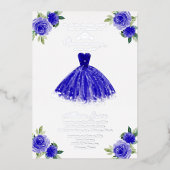 キンセアニェラ招待状フローラ王室のブルーガウン 箔招待状 (正面)