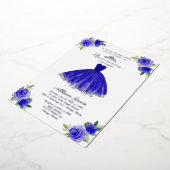 キンセアニェラ招待状フローラ王室のブルーガウン 箔招待状 (回転した状態)