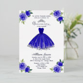キンセアニェラ招待状フローラ王室のブルーガウン 箔招待状 (立ち正面)