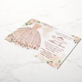 キンセアニェラ招待状フローラ赤面ガウンバラ金ゴールド 箔招待状 (回転した状態)