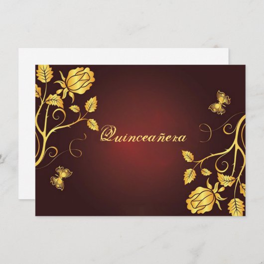 キンセアニェラ招待状ブルゴーニュの金箔 招待状 (正面/裏面)