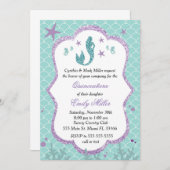 キンセアニェラ招待状マーメイドパープルティール(緑がかった色) 招待状 (正面/裏面)