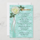 キンセアニェラ招待状レースと白バラ 招待状 (正面)