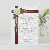 キンセアニェラ招待状白バラと赤リボン 招待状 (スタンド正面)