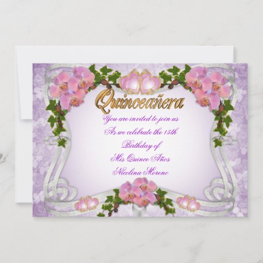 キンセアニェラ招待15誕生日 エレガント 招待状 (正面)
