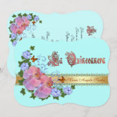 キンセアニェラ招待15誕生日 エレガント 招待状 (正面/裏面)