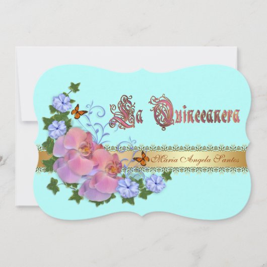 キンセアニェラ招待15誕生日 エレガント 招待状 (正面)