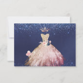 キンセアニェラ日付を保存バラ金ゴールドグラデーションガウン 招待状 (裏面)