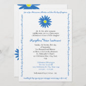 キンセアニェラ楽しいデイジーメッセージ文字ブルー 招待状 (正面/裏面)