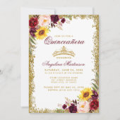 キンセアニェラ水彩フローラ金ゴールドクラウン写真 招待状 (正面)