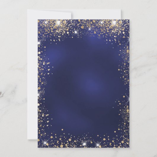 キンセアニェラ海軍ブルー金ゴールドドレス華 招待状 (裏面)