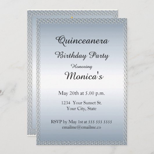 キンセアニェラ淡い色のブルーバースデーパーティー2招待状 招待状 (正面/裏面)