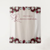 キンセアニェラ王室のバラブルゴーニュレッドフローラ タペストリー (正面)