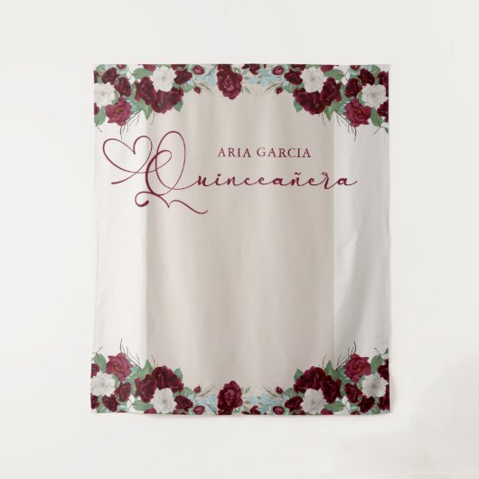 キンセアニェラ王室のバラブルゴーニュレッドフローラ タペストリー (正面)