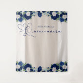 キンセアニェラ王室のバラブルーフローラ背景 タペストリー (正面)