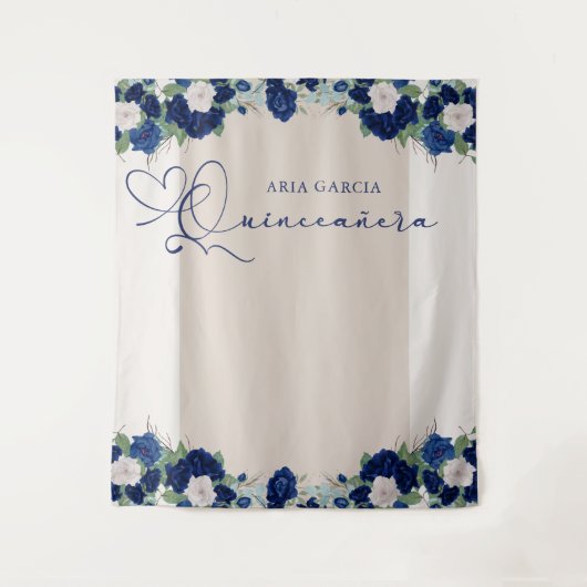 キンセアニェラ王室のバラブルーフローラ背景 タペストリー (正面)