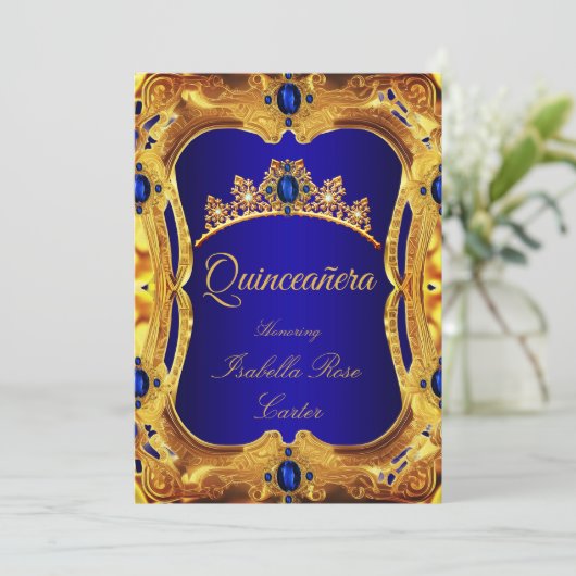 キンセアニェラ王室のブルーウルトラ金ゴールドティアラパーティー 招待状 (スタンド正面)