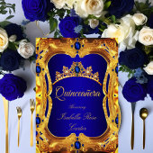 キンセアニェラ王室のブルーウルトラ金ゴールドティアラパーティー 招待状