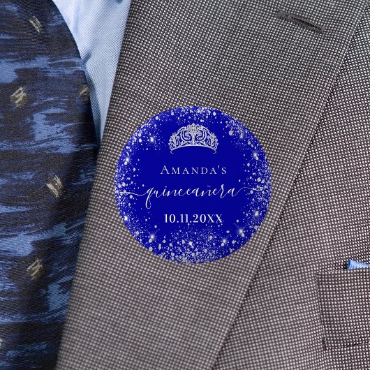 キンセアニェラ王室のブルーシルバーグリッターティアラの名前 缶バッジ