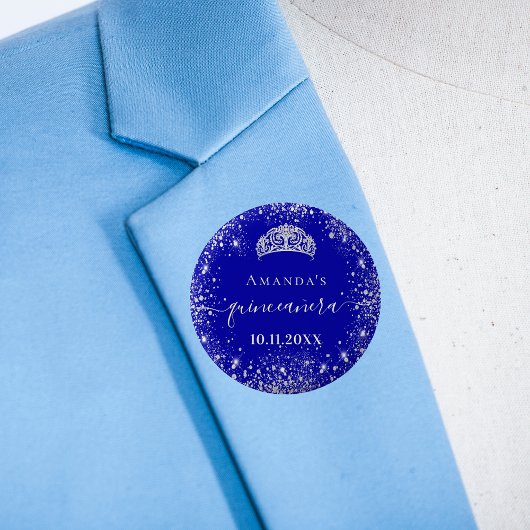 キンセアニェラ王室のブルーシルバーグリッターティアラの名前 缶バッジ