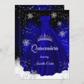 キンセアニェラ王室のブルースノーフレークシルバードレス 招待状 (正面/裏面)
