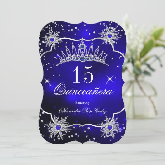 キンセアニェラ王室のブルースノーフレークティアラ15パーティー 招待状 (スタンド正面)