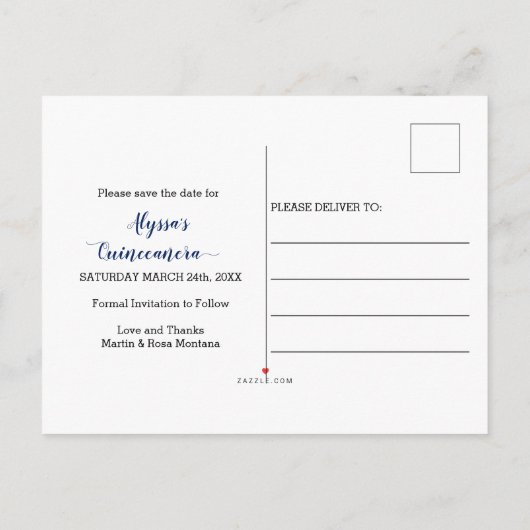 キンセアニェラ王室のブルーフローラ保存日 案内ポストカード (裏面)