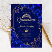 キンセアニェラ王室のブルー金ゴールドフローラ 招待状