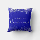 キンセアニェラ王室のブルー銀グリッターダスト名 クッション (裏面)