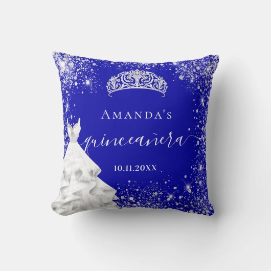 キンセアニェラ王室のブルー銀グリッターティアラ クッション (正面)