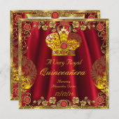 キンセアニェラ王室のレッドジェム金ゴールドプリンセスクラウン5 招待状 (正面/裏面)