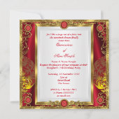 キンセアニェラ王室のレッドジェム金ゴールドプリンセスクラウン5 招待状 (裏面)