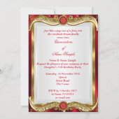 キンセアニェラ王室のレッドジェム金ゴールドプリンセスクラウン 招待状 (裏面)