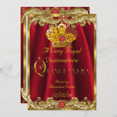 キンセアニェラ王室のレッドジェム金ゴールドプリンセスクラウン 招待状 (正面/裏面)