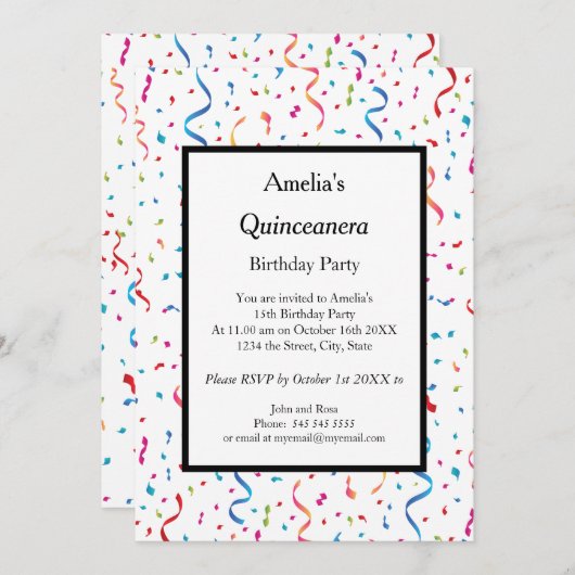 キンセアニェラ白紙吹雪誕生会 招待状 (正面/裏面)