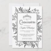 キンセアニェラ白黒フローラ 招待状 (正面)