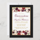 キンセアニェラ白黒金ゴールドブルゴーニュフローラ 招待状 (正面)