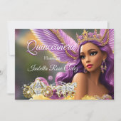 キンセアニェラ童話パープルピンク金ゴールドキャリッジA 招待状 (正面)
