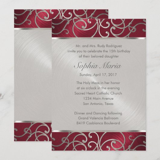 キンセアニェラ紅銀映画の渦巻き 招待状 (正面/裏面)