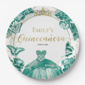 キンセアニェラ紙プレートエメラルドグリーンドレス ペーパープレート (正面)