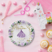 キンセアニェラ紙プレートパープルフローラドレス ペーパープレート (パーティー)