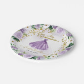 キンセアニェラ紙プレートパープルフローラドレス ペーパープレート (アングル)