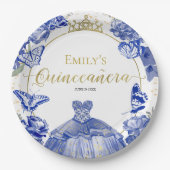 キンセアニェラ紙プレート王室のブルードレスフローラ ペーパープレート (正面)
