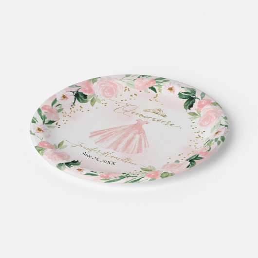 キンセアニェラ紙プレート赤面フローラピンクドレス ペーパープレート (アングル)