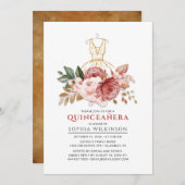 キンセアニェラ素朴フローラフェイク金ゴールドドレス15th 招待状 (正面/裏面)