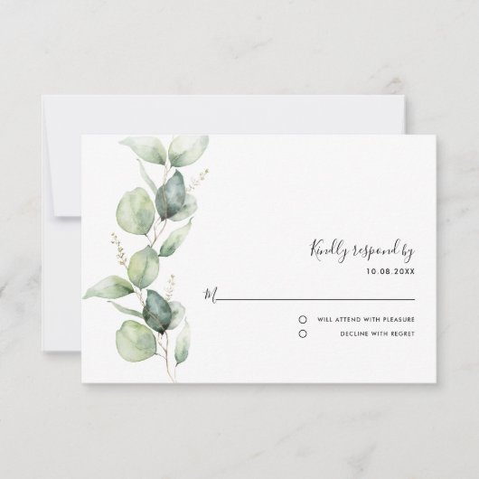 キンセアニェラ素朴ユーカリ15誕生日 出欠カード (正面)