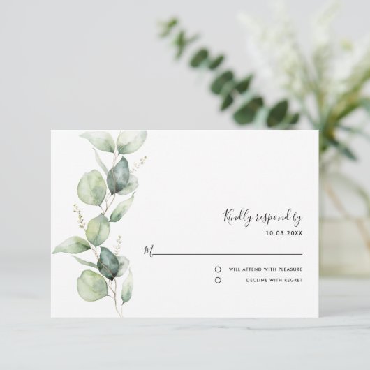 キンセアニェラ素朴ユーカリ15誕生日 出欠カード (スタンド正面)