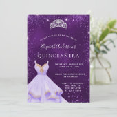 キンセアニェラ紫グリッターダストドレスティアラ 招待状 (スタンド正面)