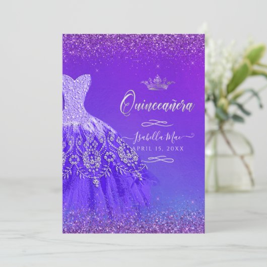 キンセアニェラ紫外線グラデーショングリッターガウン 招待状 (スタンド正面)