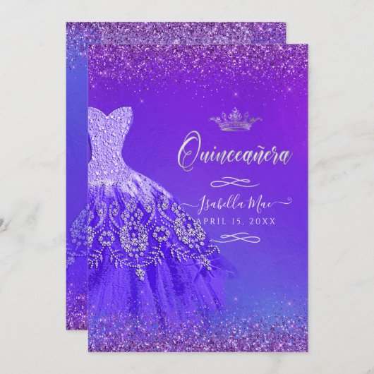 キンセアニェラ紫外線グラデーショングリッターガウン 招待状 (正面/裏面)